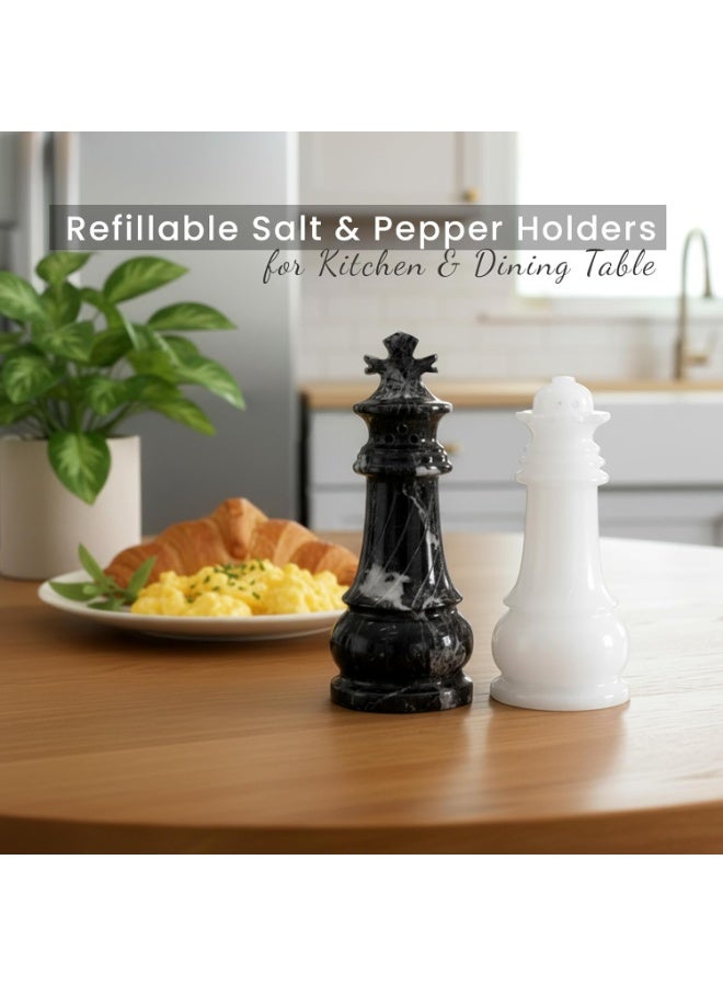 RADICALn Marble Salt and Pepper Shaker Set, Zebra Black & White Handmade Spice Jars & Salt Cellar for Countertop Storage, Elegant Kitchen Décor and Gift Accessory - Image 4